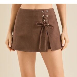 Altar’d State “Emmy” lace up brown skirt size XS.